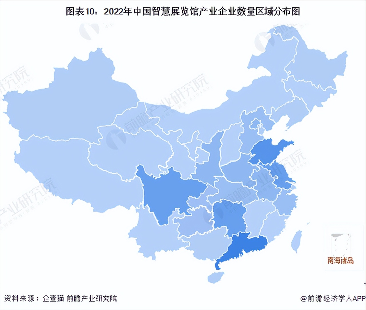 2022年中國智慧展覽館產業(yè)企業(yè)數量區(qū)域分布圖